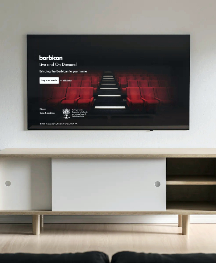 Barbican Cinema on Demand being watched on a smart TV at home